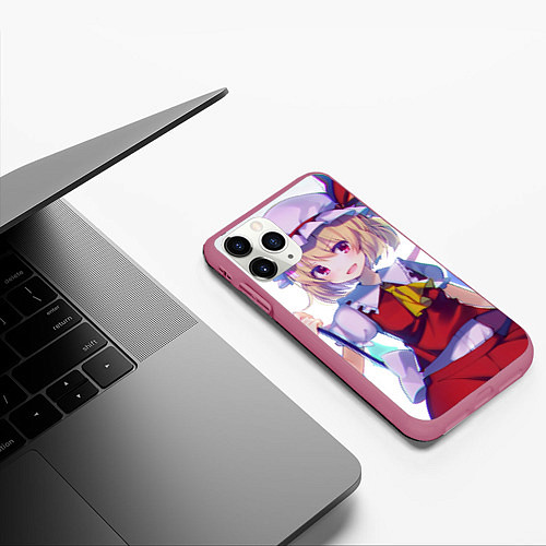 Чехол iPhone 11 Pro матовый Touhou Project Фландр Скарлет / 3D-Малиновый – фото 3