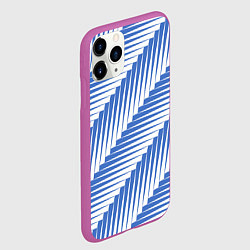 Чехол iPhone 11 Pro матовый Голубая белая диагональ, цвет: 3D-фиолетовый — фото 2