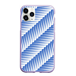 Чехол iPhone 11 Pro матовый Голубая белая диагональ, цвет: 3D-светло-сиреневый