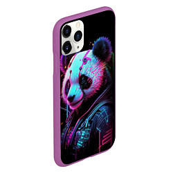 Чехол iPhone 11 Pro матовый Панда в красках киберпанк, цвет: 3D-фиолетовый — фото 2