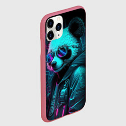 Чехол iPhone 11 Pro матовый Панда в стиле киберпанк, цвет: 3D-малиновый — фото 2