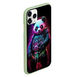 Чехол iPhone 11 Pro матовый Киберпанк панда во весь рост, цвет: 3D-салатовый — фото 2