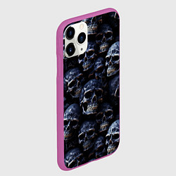 Чехол iPhone 11 Pro матовый Черные металлические черепа, цвет: 3D-фиолетовый — фото 2