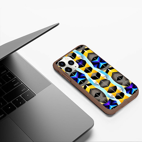 Чехол iPhone 11 Pro матовый Vanguard geometric pattern - neural network / 3D-Коричневый – фото 3