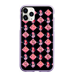 Чехол iPhone 11 Pro матовый Клеточка black pink, цвет: 3D-светло-сиреневый