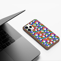 Чехол iPhone 11 Pro матовый Веселые привидения на красочном фоне, цвет: 3D-коричневый — фото 2