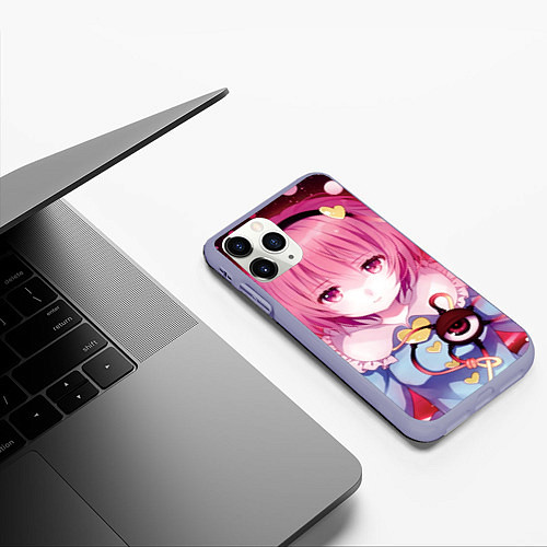 Чехол iPhone 11 Pro матовый Touhou Project Сатори Комейдзи / 3D-Светло-сиреневый – фото 3