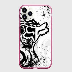 Чехол iPhone 11 Pro матовый Fox motocross - белый дракон, цвет: 3D-малиновый