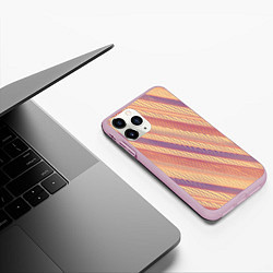 Чехол iPhone 11 Pro матовый Персиковый полосатый, цвет: 3D-розовый — фото 2