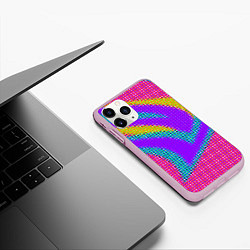 Чехол iPhone 11 Pro матовый Круглые пиксели, цвет: 3D-розовый — фото 2
