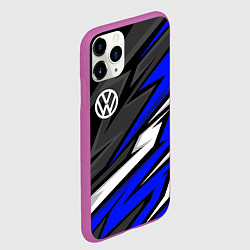 Чехол iPhone 11 Pro матовый Volkswagen - Синяя абстракция, цвет: 3D-фиолетовый — фото 2