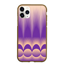 Чехол iPhone 11 Pro матовый Фиолетовый градиент в полоску, цвет: 3D-коричневый