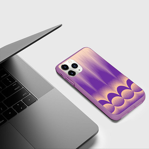 Чехол iPhone 11 Pro матовый Фиолетовый градиент в полоску / 3D-Фиолетовый – фото 3