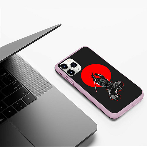 Чехол iPhone 11 Pro матовый Атакующий ниндзя / 3D-Розовый – фото 3