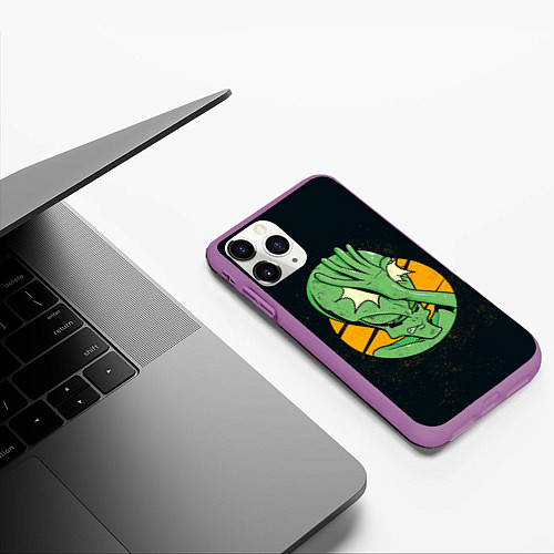 Чехол iPhone 11 Pro матовый Alien facepalm / 3D-Фиолетовый – фото 3