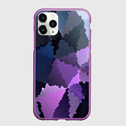 Чехол iPhone 11 Pro матовый Сине розовый мозаичный узор, цвет: 3D-фиолетовый