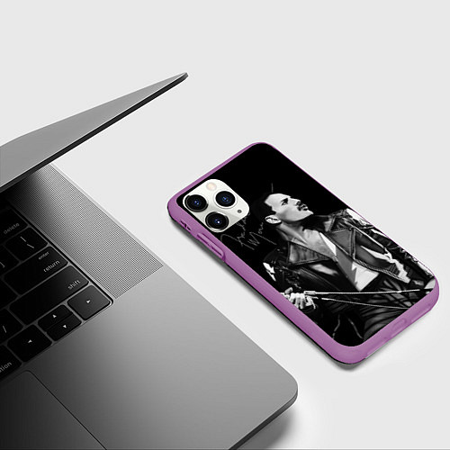 Чехол iPhone 11 Pro матовый Фредди - Квин / 3D-Фиолетовый – фото 3