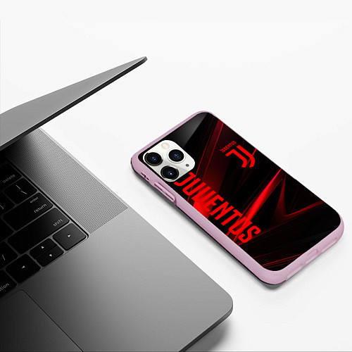 Чехол iPhone 11 Pro матовый Juventus black red logo / 3D-Розовый – фото 3