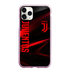 Чехол iPhone 11 Pro матовый Juventus black red logo, цвет: 3D-розовый