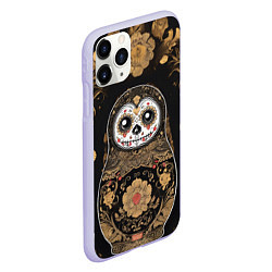 Чехол iPhone 11 Pro матовый Матрешка в мексиканском стиле ко Дню мертвых, цвет: 3D-светло-сиреневый — фото 2