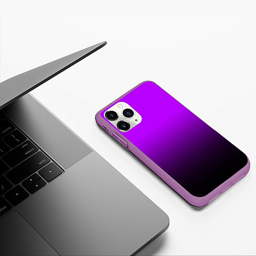 Чехол iPhone 11 Pro матовый Градиент фиолетово-чёрный / 3D-Фиолетовый – фото 3