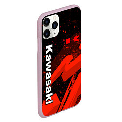 Чехол iPhone 11 Pro матовый Кавасаки - красные брызги, цвет: 3D-розовый — фото 2