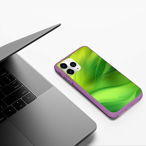 Чехол iPhone 11 Pro матовый Green lighting background / 3D-Фиолетовый – фото 3