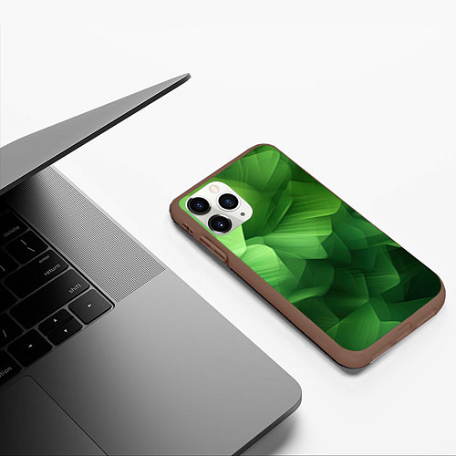 Чехол iPhone 11 Pro матовый Green lighting background / 3D-Коричневый – фото 3