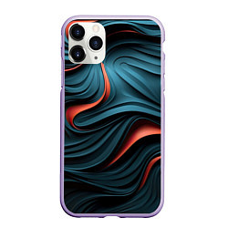 Чехол iPhone 11 Pro матовый Сине-оранжевая абстрактная волна, цвет: 3D-светло-сиреневый