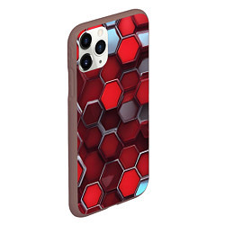 Чехол iPhone 11 Pro матовый Cyber hexagon red, цвет: 3D-коричневый — фото 2