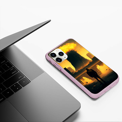 Чехол iPhone 11 Pro матовый Парень напротив взрыва / 3D-Розовый – фото 3
