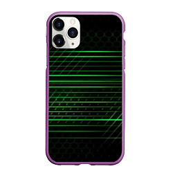 Чехол iPhone 11 Pro матовый Green abstract texture, цвет: 3D-фиолетовый