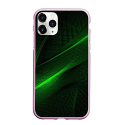 Чехол iPhone 11 Pro матовый Green neon lines, цвет: 3D-розовый