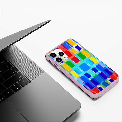 Чехол iPhone 11 Pro матовый Colorful strips - pop art - vogue / 3D-Розовый – фото 3