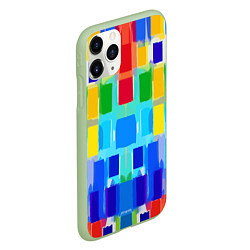 Чехол iPhone 11 Pro матовый Colorful strips - pop art - vogue, цвет: 3D-салатовый — фото 2