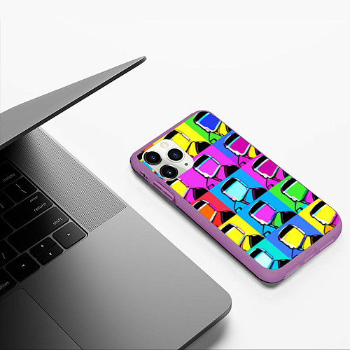 Чехол iPhone 11 Pro матовый Pop art - abstraction - vogue / 3D-Фиолетовый – фото 3