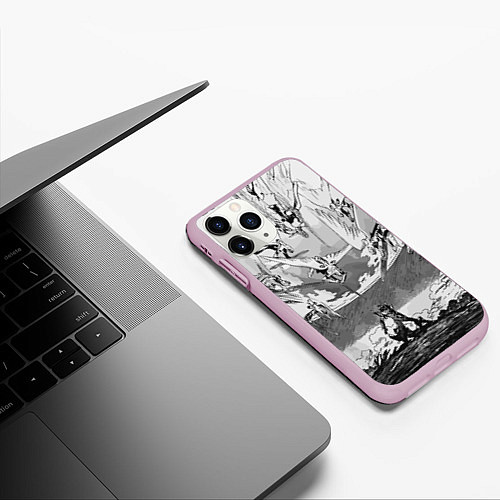 Чехол iPhone 11 Pro матовый Нападение ангелов - Евангелион / 3D-Розовый – фото 3