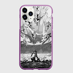 Чехол iPhone 11 Pro матовый Нападение ангелов - Евангелион, цвет: 3D-фиолетовый