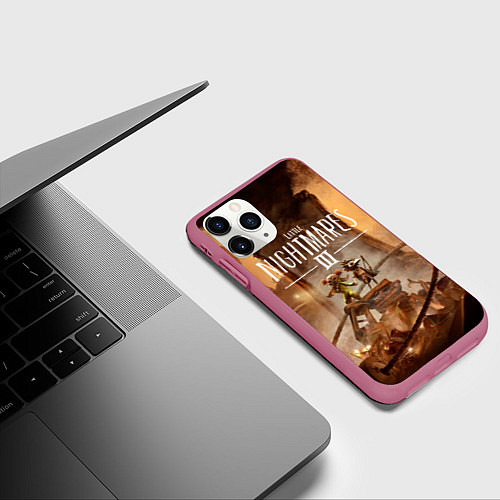Чехол iPhone 11 Pro матовый Герои Little nightmares 3 / 3D-Малиновый – фото 3