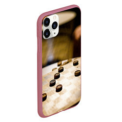 Чехол iPhone 11 Pro матовый Игра в шашки, цвет: 3D-малиновый — фото 2