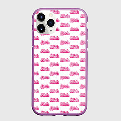 Чехол iPhone 11 Pro матовый Узор из слов Bitch, цвет: 3D-фиолетовый