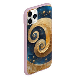 Чехол iPhone 11 Pro матовый Синий золотой декоративный орнамент, цвет: 3D-розовый — фото 2