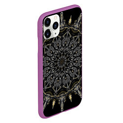 Чехол iPhone 11 Pro матовый Большая костяная мандала, цвет: 3D-фиолетовый — фото 2