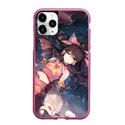 Чехол iPhone 11 Pro матовый Touhou Project Рейму Hakurei, цвет: 3D-малиновый