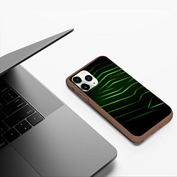 Чехол iPhone 11 Pro матовый Green abstract dark background, цвет: 3D-коричневый — фото 2