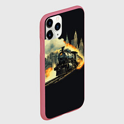 Чехол iPhone 11 Pro матовый Поезд путешествие, цвет: 3D-малиновый — фото 2