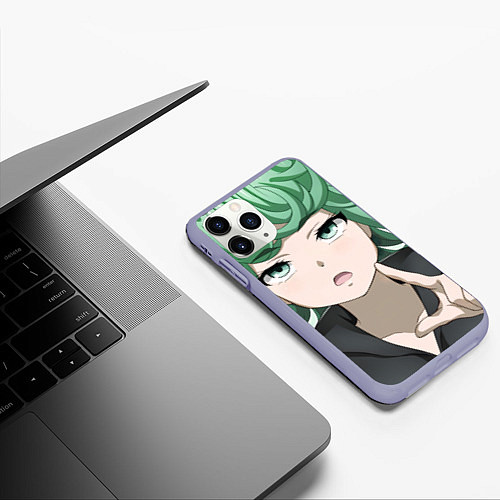 Чехол iPhone 11 Pro матовый One Punch Man Тацумаки / 3D-Светло-сиреневый – фото 3