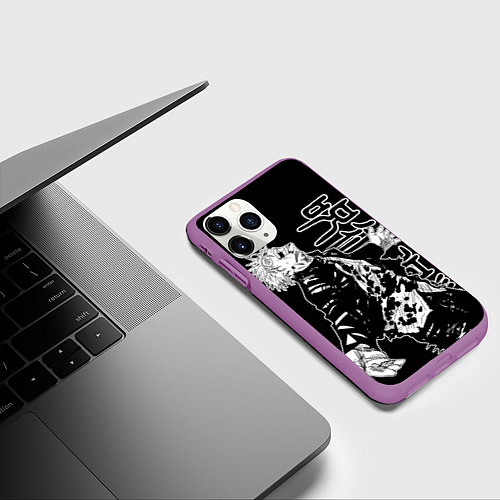 Чехол iPhone 11 Pro матовый Сатору годжо - безумие / 3D-Фиолетовый – фото 3