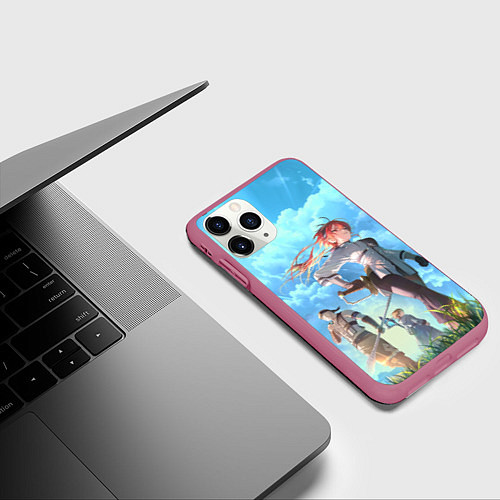 Чехол iPhone 11 Pro матовый Реинкарнация безработного - персонажи / 3D-Малиновый – фото 3