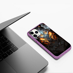 Чехол iPhone 11 Pro матовый Огненный доспех рыцаря Dark Souls, цвет: 3D-фиолетовый — фото 2